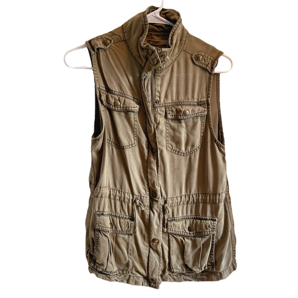 Max Jeans Olive Green Khaki Jacket Vest